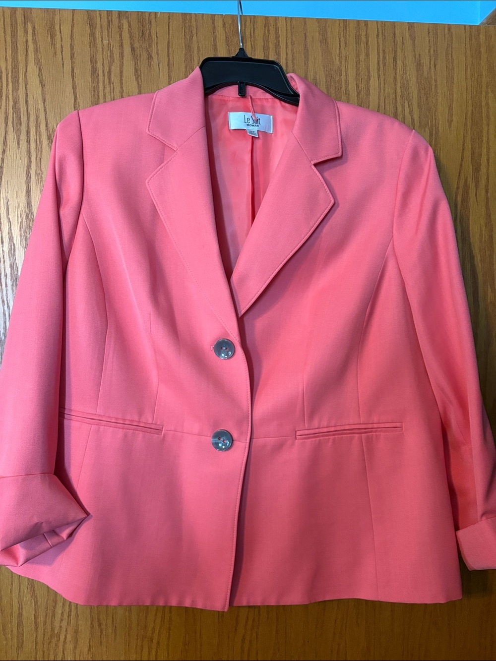 Le Suit Coral-Pink Tailored Blazer Jacket